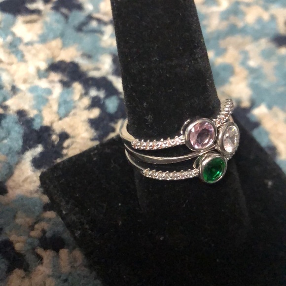 Stackable Purple,White,& Green topaz Rings - Picture 3 of 3